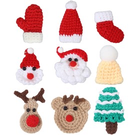 CHGCRAFT 9pcs 9 Styles Mini Christmas Knitted Accessories Santa Gloves Hat Socks Elk Knitted Accessories Ornaments for Craft Art Projects and Decoration Jewelry Making DIY, Mixed Shapes