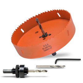 VIKITON 6-1/4 inch Hole Saw with Arbor for Metal Wood Plastic, 159mm Bi-Metal Hole Cutter for Different Project with Smooth and Flat Drilling Edge, Fast Chip Removal