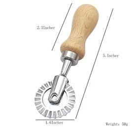 Yongilan Ravioli Cutter Stamp with Roller Round Mold, Wooden Handle and Fluted Edge Pasta Pressing Cutter for Home and Kitchen Use -Roller Lace