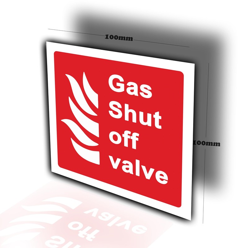 4 Pack - Gas Shut Off Valve Marker Sticker -