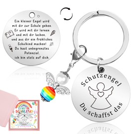 Luckeey Schulkind 2025 Girl Boy Lucky Charm First Day School Cone Filling, Guardian Angel First Day of School Gifts, Guardian Angel Keyring School Child Gift First Day of School Girl Boy