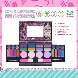 L.O.L Surprise Conjunto de Maquillaje Compacto Integral para Nios que Incluye Brillo Labial Lavable, Destello para Ojos, Destello para Mejillas y...  