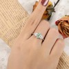 IRROYA Natural Moss Agate Wedding Rings 1.1 Carats Bezel Setting