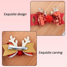 Christmas Bow Hair Clips for Girls Women Christmas Hair Accessories for Braids Clip Red Christmas Barrettes for Toddler Kids Daughter Christmas Xmas Gifts Glitter Bows Christmas Deer Antler Clip 2 Pcs