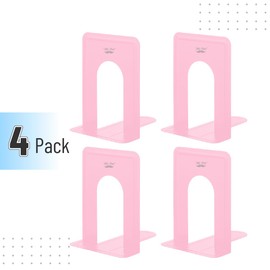 Mr. Pen- Book Ends, Black, 4 Pack, Heavy Duty Metal Bookends for Shelves, Book Holders for Shelves, Book Stoppers, 4 White Colored bookends