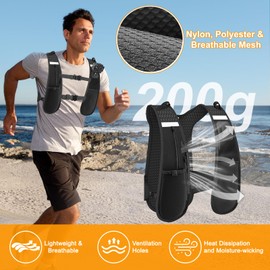 TKOQSMR Running Vest for Man Women, Running Reflective Gear, Adjustable Running Hydration Backpack with 7 Pockets and Camera & Phone & Bottle Holder, Lightweight and Durable Breathable Design