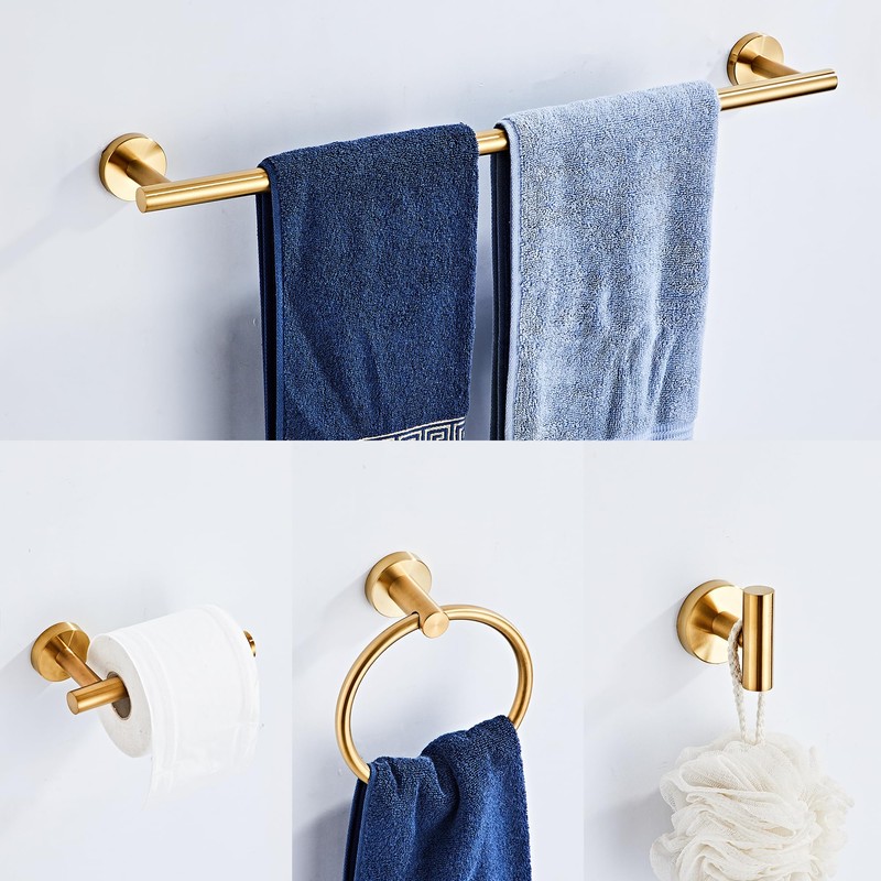 Brushed Gold Bathroom Hardware Set 10 Piece with Towel Racks