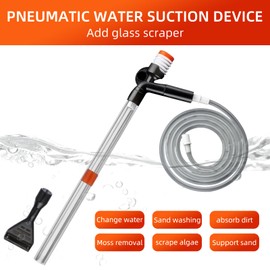 tongtonglovely Aquarium Gravel Cleaner, Fish Tank Manual Water Change Sand Washer, Fish Tank Sand Cleaning Kit, Pneumatic Water Suction Device with Glass Scraper for Aquarium Cleaning