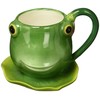4.75 Inch Green Smiling Fairy Frog Teacup and Leaf Shaped