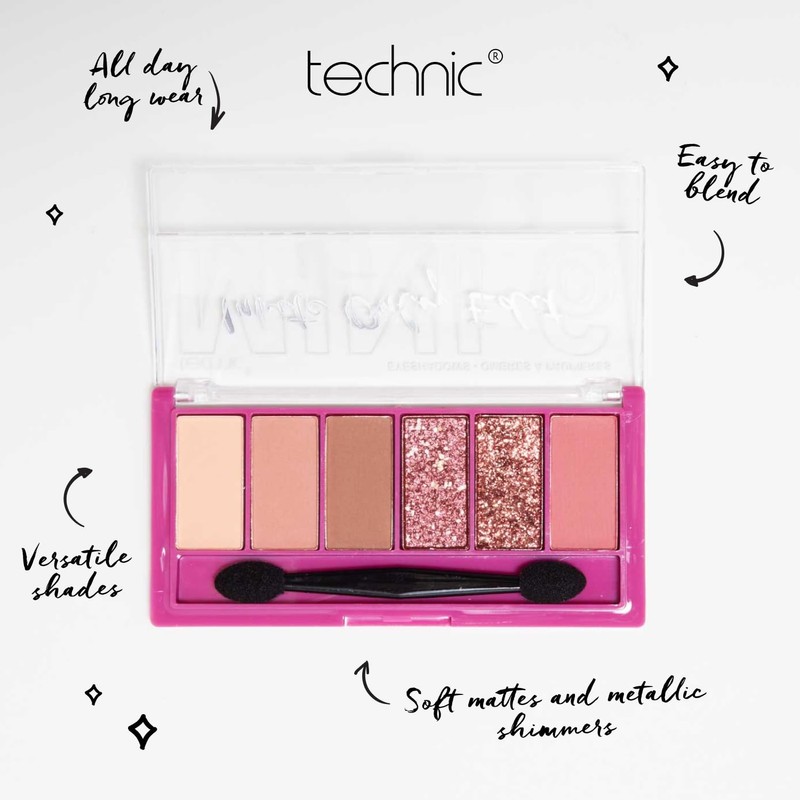 Technic Mini Edit 6 Eyeshadow Palette, Long Lasting and Blendable