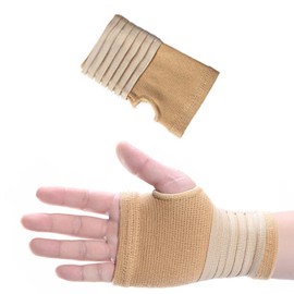 Elastic Wrist Support with Strap, Breathable Wrist Support, Carpal Tunnel Wrist Support for Sprains, Injury, Arthritis Pain, Men, Women (Beige)