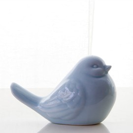 XIOU Ceramic Birds, Porcelain Bird Figurine Statue, Animals Figurines Ornaments, Mini Bird Home Decoration, Statues Decor for Garden Living Room Bedroom Office, Wedding Decor (Blue)