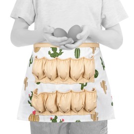 GNEGNI LIFE Apron for Egg Collecting, Hands Free Eggs Apron for Boys Girls 10 Pockets Eggs Holder Apron Small Eggs Gathering Apron for Birthday, Easter, Christmas(Cactus.)