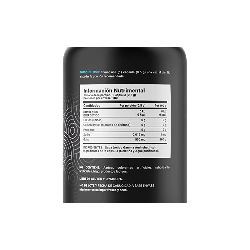B Life Gaba Puro con 180 Cápsulas Ácido Gamma Aminobutírico
