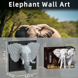 3D Wall Art Elephant Building Block Sets - Cute Animal Micro Mini Building Bricks Kit Creative Ideals Toy for Adult, Collectible Architecture Decoration, Party Favor for 14+ Adult, 1625PCS (Elephant)