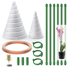 NAMTSO Electroculture Copper Wire for Gardening Kit - 6 Pcs Plant Stakes Adjustable Length, 2 Pcs Spiral Antenna Make Cones (Large & Extra Large), 16.4ft Pure Copper Wire, Air Plant Holder Tool