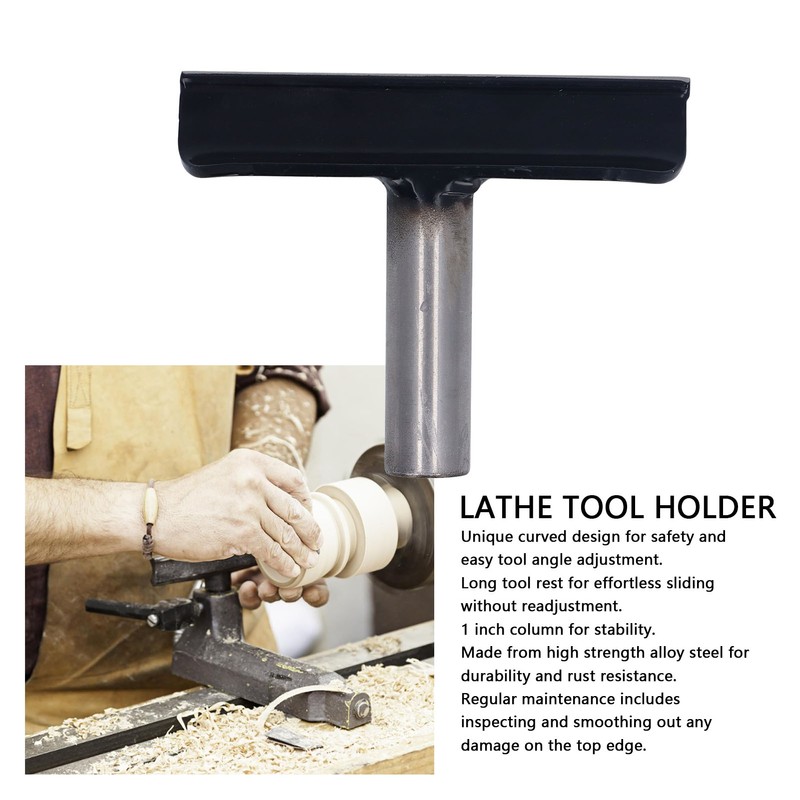 6in Wood Lathe Tool Rest Steel Arc Design 1in Post