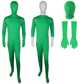 Jiuguva 2 Pack Green Screen Chromakey Bodysuit Gloves Hood, Unisex Disappearing Photography Bodysuit for Adult Men Invisible Effect (6 Feet/ 180 cm)