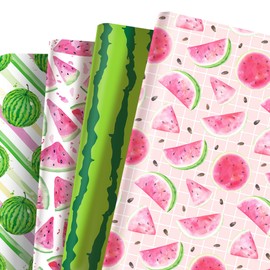 littkeef cliaet Watermelon Wrapping Paper Set - 12 Sheets Watermelon Gift Wrapping Paper 4 Design Watermelon Wrapping Paper for Watermelon Themed Party Decorations 20'' x 27''