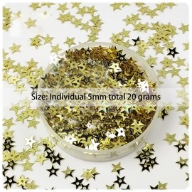 Star Loose Sequins Bead 20g Gold Glitter Star Table Confetti,Star Confetti with Hole,Metallic Foil Stars for Sewing Dresses,Stage Decorations(About 4000 Pieces)