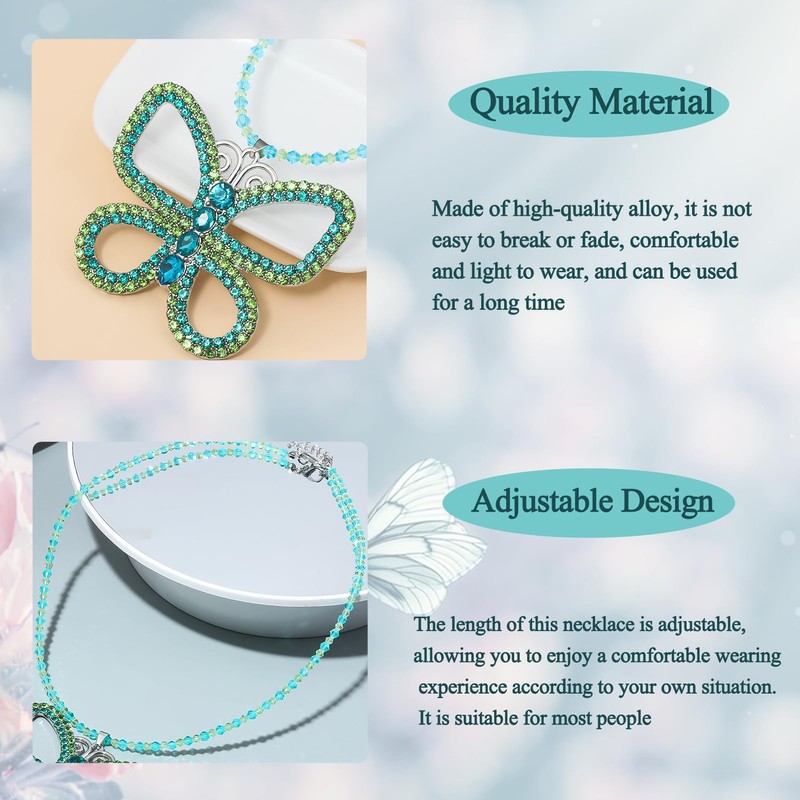 RAINDEWLL Butterfly Necklaces for Women Butterfly Choker Necklace Green Pendant