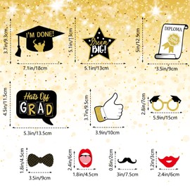 2025 Graduation Photo Booth Props, Grad Photo Booth Props 2025, Funny Selfie Photo Props Black Gold Grad Decorations 2025 Congrats Grad 2025 Decorations Party Supplies (Graduation-1)