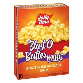 Jolly Time Blast O Butter, Ultimate Movie Theater Butter Microwave Popcorn, 1.5oz Personal Bag, 10 Bags Per Carton (Blast O Butter Minis, 1.5 Ounce (Pack of 10))