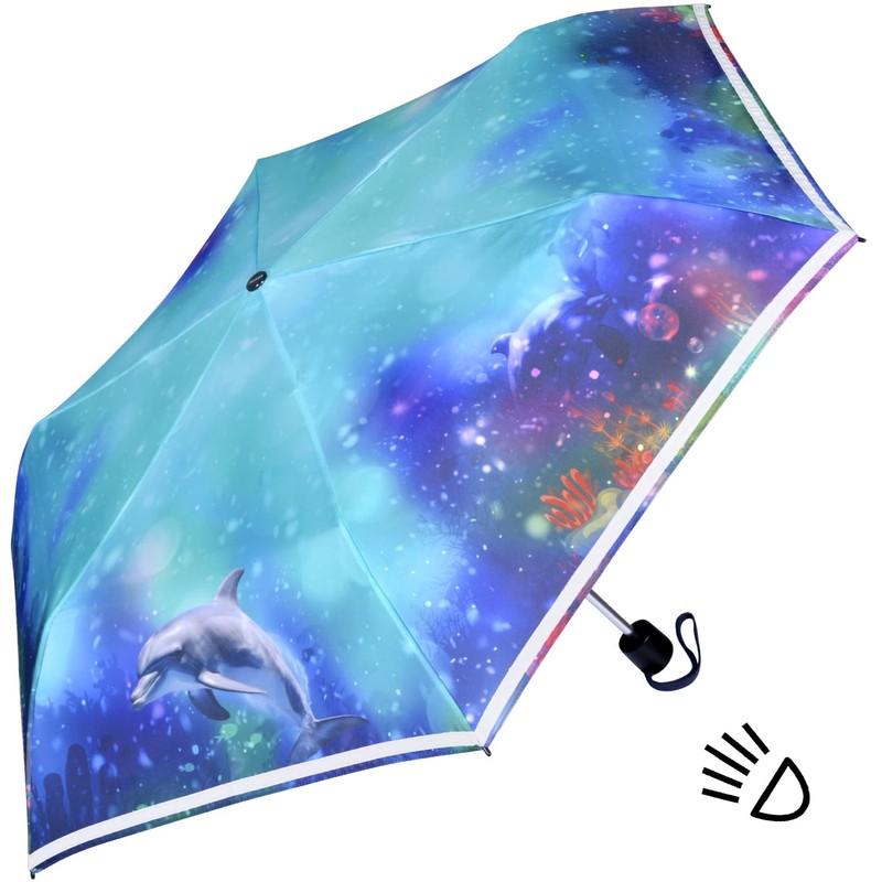 Knirps Kinder-Taschenschirm 4Kids reflective mit Reflexborte - Dolphin