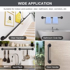 Groking 6FT Industrial Stair Railing Wall Mount Staircase Handrail φ1.3" Pipe Hand Rail for Steps Grab Bar Foot Rail Vintage Pipe Railing Black Deck Handrail for Outdoor Indoor Stairs Porch