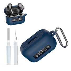 AGENTNANO for TOZ0 NC3 Earbuds(2024) Case Cover with Cleaner kit, Silicone Protective Battery Display Visible Design Cover for TOZO Hybrid Active Noise Cancelling Wireless Earbuds with Carabiner-Blue