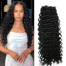 100% Human Hair Knotless Pre-Separated Crochet Hair Extensions Ocean Wave Feather Hair Water Wave Feather Line Hair Extensions Natural Color 20Inch 120g