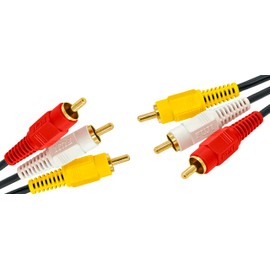 Fuji Parts Video Cable, AV Cable, 3 Pin to 3 Pin, 3 Meter, RCA x 3 (Male) to RCA x 3 (Male) Cable, 3.1 ft (1 m) High Purity 99.996% OFC Oxygen Free Copper Cable, 123-1m