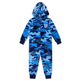 England Football Team Boys Camouflage Fleece Sleepsuit Kids All in One (12-13 Years)