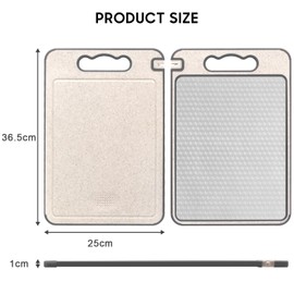 JINYJIA Double-Sided Chopping Board, 2-in-1 Chopping Board for Kitchen, 36.5 x 25 cm, Robust Stainless Steel, Scratch-Resistant Mesh Design for Separate Handling of Meat and Vegetables