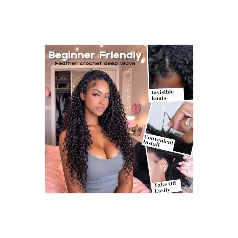 Feather Crochet Hair for Black Women 60 Strands 110g Deep