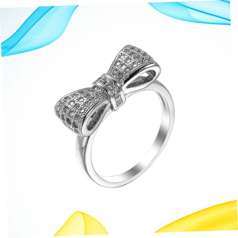 SAFIGLE Fashionable Zirconia Ring Bow Women's Jewelry Special Occasion for
