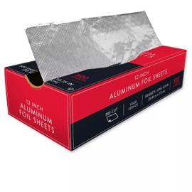 Aluminum Foil Sheets - Precut Foil Sheets - Pop Up Foil Sheets for Storing, Cooking Food - Premium Aluminum Foil Wraps - Single Foil Sheets 12” x 10.75” - 500 Sheets, Silver