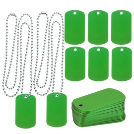sourcing map Metal Blank Tags Stamping, Aluminum Blank Tags, Dog DIY Engraving Blank Tags with Necklace Chain for Pet Dog ID Tags, Pendant Decoration, Craft Tags 20set (Green)