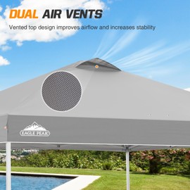 EAGLE PEAK Replacement Canopy Cover with Air Vent for 10x10 Pop Up Canopy Tent, Top ONLY, Light Gray