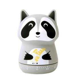 ZANZER Mechanical Kitchen Timer, Cute Animal Timer for Kids, Wind Up 60 Minutes Manual Countdown Timer for Classroom, Home, Study and Cooking (Grey Raccoon)