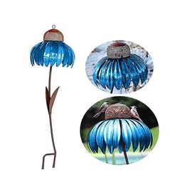 Coneflower Bird Feeder, Bird Feeder Coneflower Tray, Coneflower Standing Bird Feeder Wild Bird Feeder, Art Metal Standing Flower Bird Feeder for Outdoors Garden Yard Bird Decor (B)