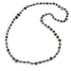 Avalaya Black Shell Nugget and Transparent Glass Crystal Bead Long