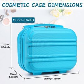 Kono Vanity Case ABS Hard Shell Makeup Case Box Organiser Beauty Case Make up Case Box (12", Blue)