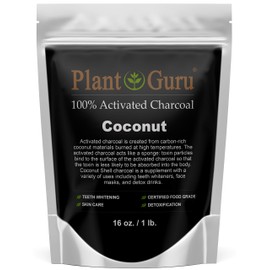 Plant Guru Activated Charcoal Powder 1 lb. COCONUT - Food Grade Kosher Non-GMO - Teeth Whitening, Facial Mask and Soap Making. Promotes Natural Detoxification and Helps Digestion
