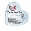 Crystal Glass Gifts for Sister, Heart-Shaped Plaque Keepsake,Christmas Birthday Gifts