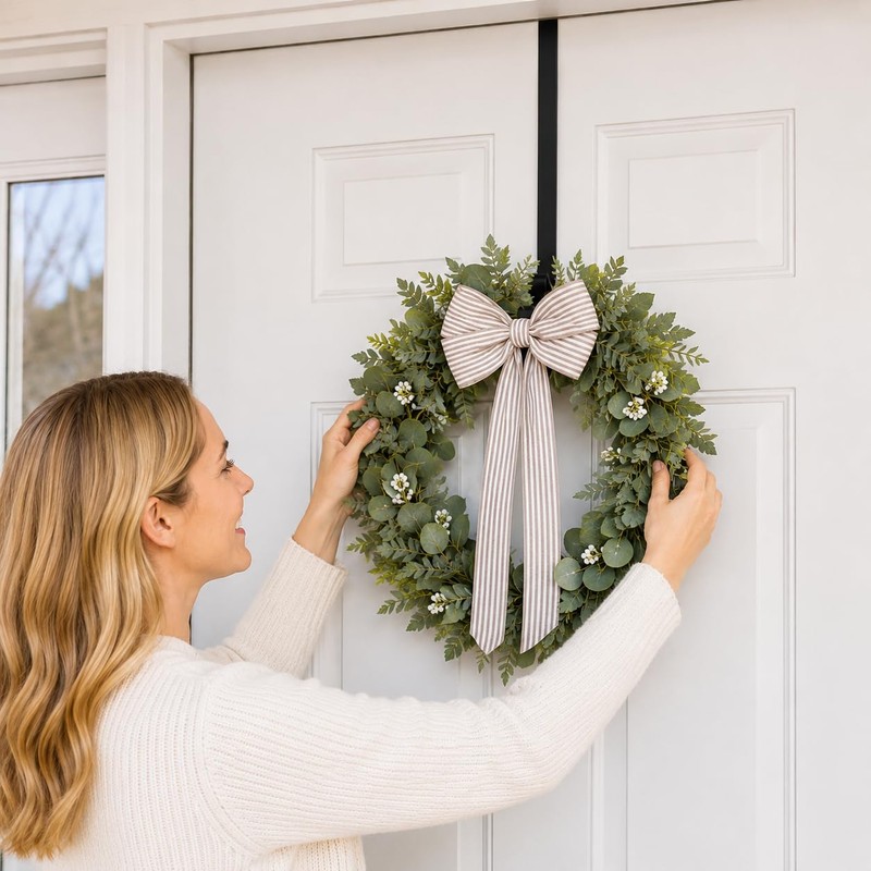 HappyFiller 15‑25" Wreath Hanger for Front Door, Over the Door