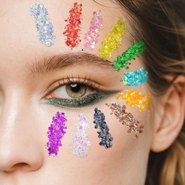 Gel de Purpurina 24 Colores para Cuerpo y Rostro,Set de Brillo Lentejuela con Efecto Sirena para Maquillaje de Labios, Ojos y Cabello,para Decoración Corporal en Festivales y Fiestas(24 Colores)