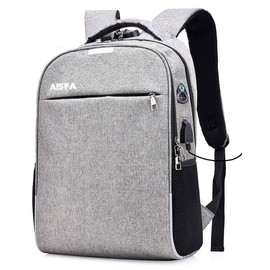 AISFA Anti-theft Backpack, Rucksack, PC Bag, Business Backpack, Password Lock, Large Capacity, Laptop Bag, With USB Port and Earphone Hole - grey -