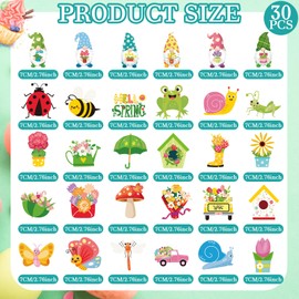 Copkim 30 Pcs Gnome Butterfly Reflective Car Magnet Set Bee Frog Snail Refrigerator Magnets Cute Pattern Magnets with Lines Garage Magnet Decals for Spring Summer Car Fridge Mailbox Kitchen Decor