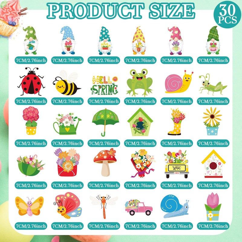 Copkim 30 Pcs Gnome Butterfly Reflective Car Magnet Set Bee